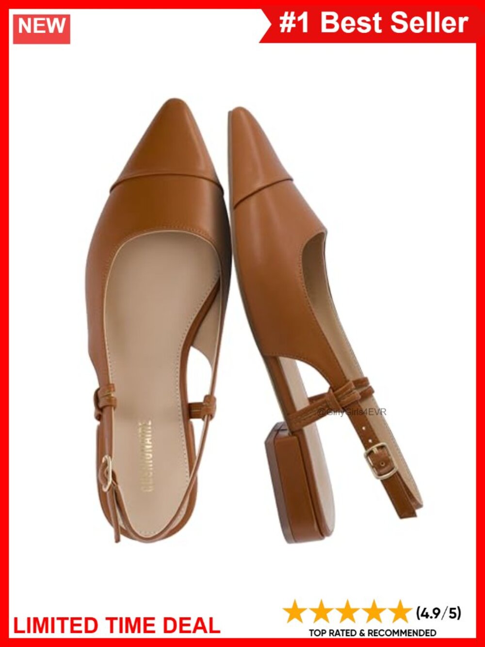 Vegan Leather Slingback Pump Pointed Toe Memory Foam Dress Shoe